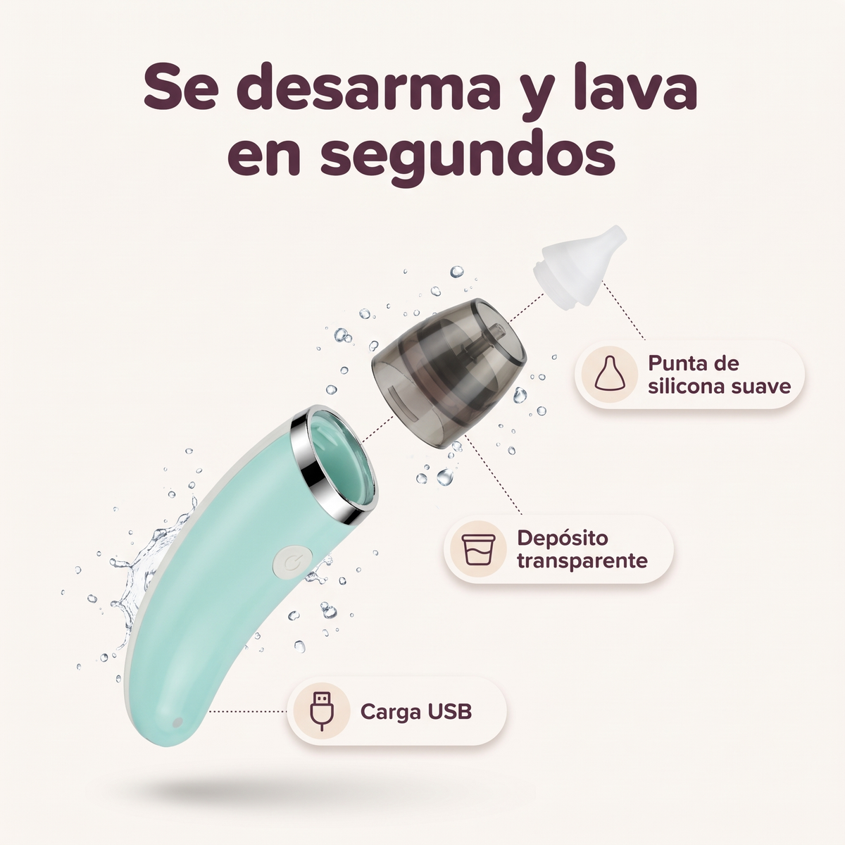 Se desarma y lava en segundos